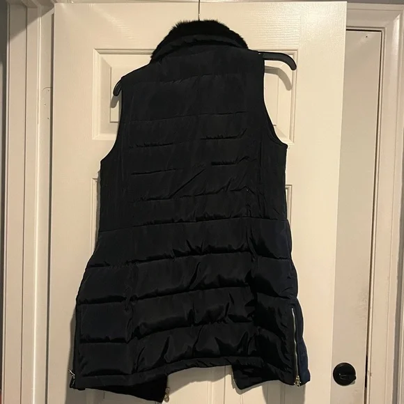 Charter Club Black Vest with Faux Fur Trim size small longline vest below hip - Picture 6 of 6